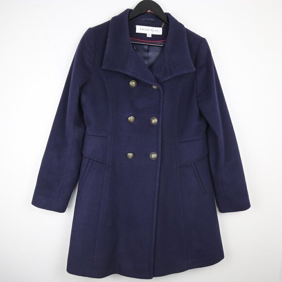Trina Turk Military Navy Blue Designer Women's Peacoat Jacket Size 10 - Picture 1 of 8